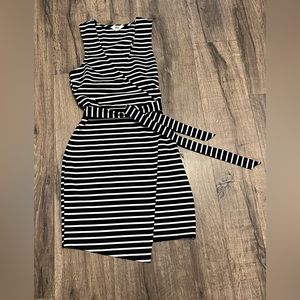 Jack by Bc Dakota navy white stripe wrap dress -quality jersey knit size M